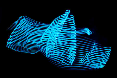 Light Neon Trails Colorful Wave Isolated on black background. Futuristic Colorful Overlay Light...