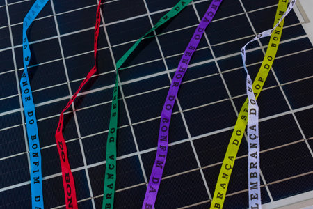Photovoltaic solar panel with Brazilian carnival elements.