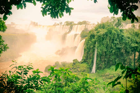 Iguazu Falls on the border of Brazil and Argentina. One of the world's great natural wonders waterfalls. Tourism Concept Imageの写真素材