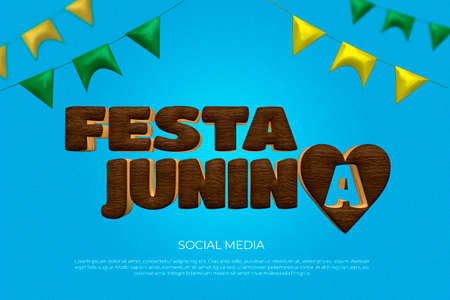 Social Media Celebration Post in Brazilian Portuguese for Junina Party in 3d Renderの写真素材
