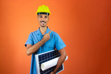 Engineer Holding Photovoltaic Solar Panel.