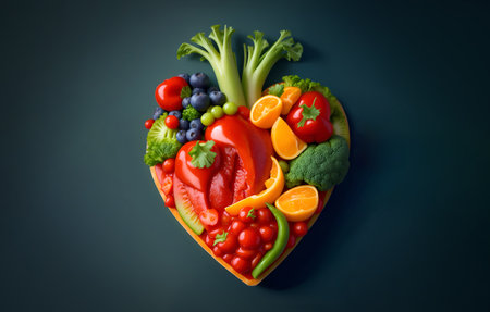 Food Heart Concept Image with fresh vegetables and vegetableの素材