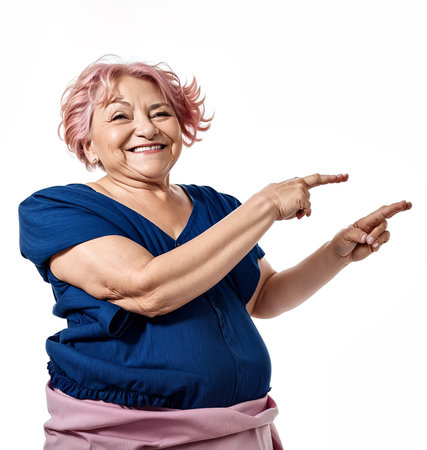 Pink October, Bald Woman With a Pink clothes Pointing, Breast Cancer Awareness Monthの素材