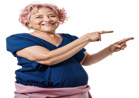 Pink October, Bald Woman With a Pink clothes Pointing, Breast Cancer Awareness Monthの素材