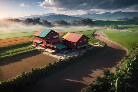 Agro Farm Illustration. Industry Agriculture Concept Image.の素材