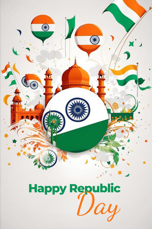 India Republic Day Social Media Post with Text Spaceの素材