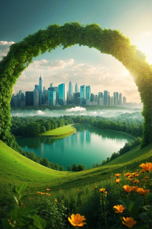 Peaceful and Cinematic Landscapes in Summer with Cloudy Sky and Natureの素材