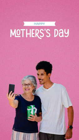 Mothers Day - Black son and White Mother Celebrating Together.