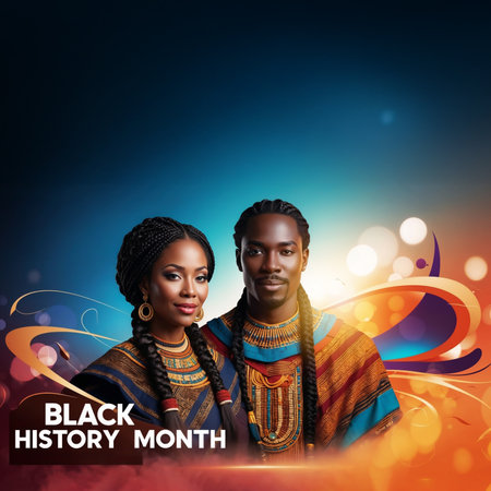 Black History Month Banner Social Media Template With Space Textの素材