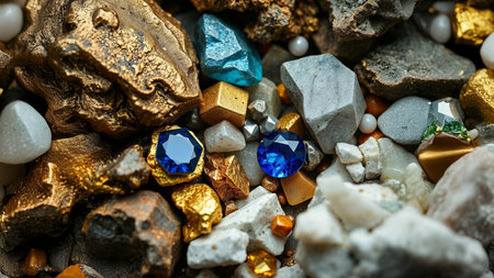 Geometric Minerals and Crystals in Desert Landscapeの素材