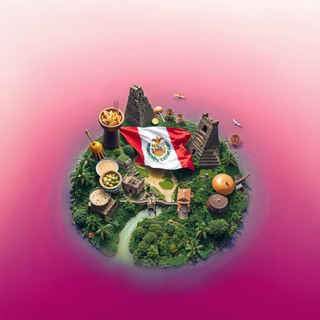 Peru Flyer Template - Peruvian Cuisine Celebration in Natureの素材