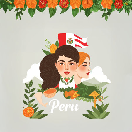 Peru Flyer Template - Peruvian Cuisine Celebration in Natureの素材