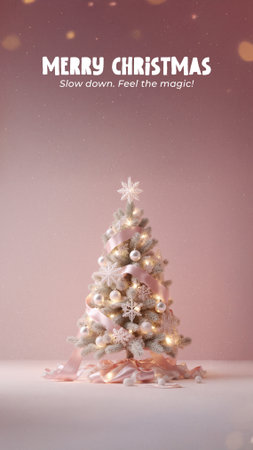 Cozy living room decorated for Christmas with glowing tree lights, wrapped gifts, and a vintage television set.の素材