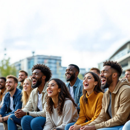 Diverse Crowd Cheering at Outdoor Sports Eventの素材