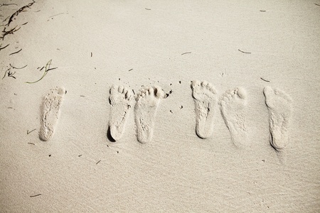 footprints on the sandの写真素材