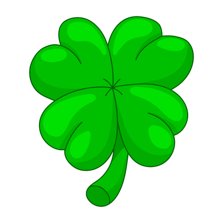 St. Patrick's Holidays Four Leaf Clover. Lucky Symbol and Irish Mascot for St. Patrick's Holidays. Vector Illustration in Cartoon Style for Your Design, Game, Card.のイラスト素材