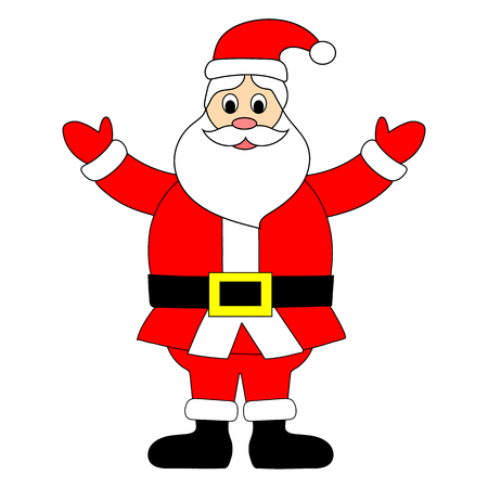 Santa Claus is Stand. Cute Cartoon Character for Christmas Holiday. Vector illustration for Your Design, Card.のイラスト素材