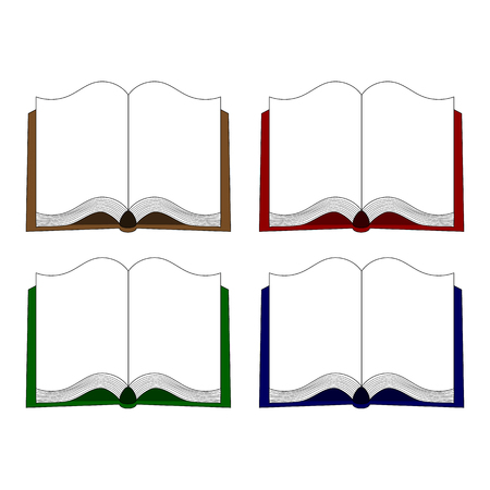 Open book vector icons in a flat style. Study and knowledge, library and education, science and literature. Vector Illustrationのイラスト素材