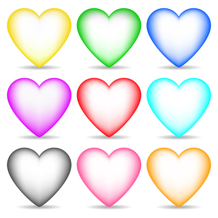 Set of Colored 3d Hearts isolated on white background for Your Design, Game, Card. Vector Illustration.のイラスト素材