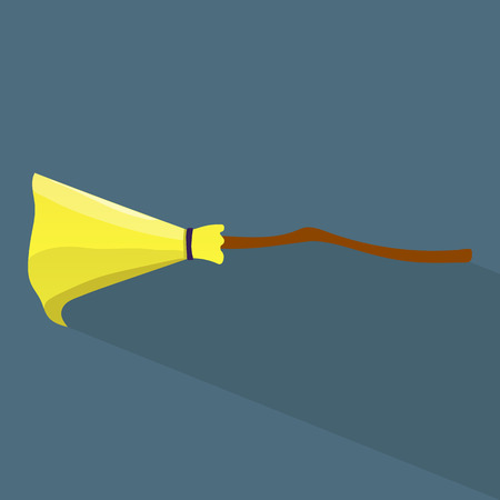 Halloween Witches Broomstick. Traditional Halloween Symbol, Accessory Object, Cartoon Broom. Vector Illustration for your Design.のイラスト素材