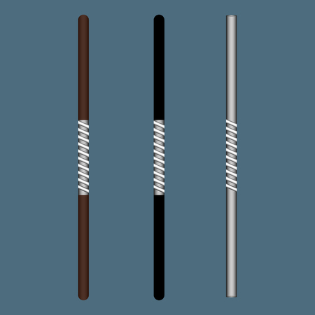 Stick Ninja Weapon isolated on gray background. Traditional Japanese Weapon. Vector Illustration for Design, Game, Card, Web.のイラスト素材