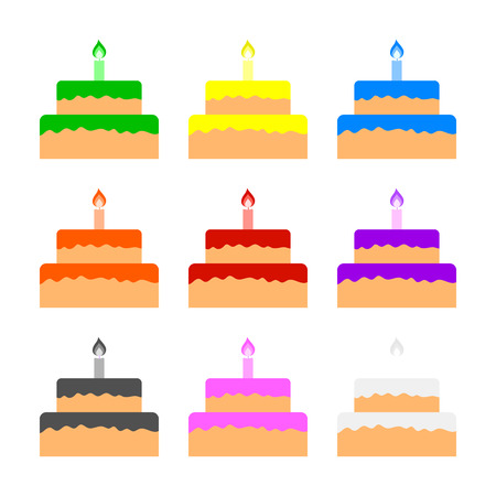 Set of Colored Cakes isolated on white background. Vector Illustration for Your Design, Game, Card.のイラスト素材