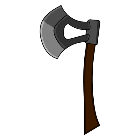 Cartoon Axe isolated on white background. Weapon for Computer Game Design. Medieval Axe. Vector illustration for Your Design, Game, Card.のイラスト素材