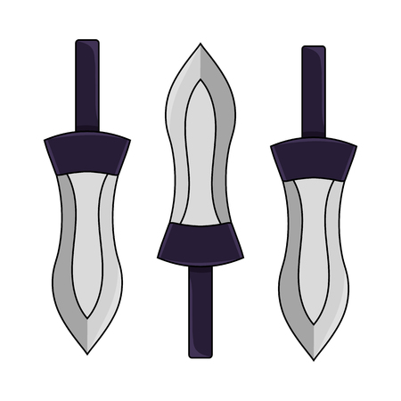 Cartoon Knife isolated on white background. Medieval Weapon. Items for Computer Game Design. Adventure Equipment. Vector illustration for Your Design, Game, Card, Web.のイラスト素材