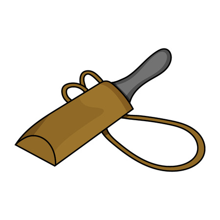 Cartoon Knife in Case isolated on white background. Medieval Weapon. Adventure Items. Vector illustration for Your Design, Game, Card, Web.のイラスト素材