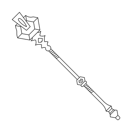Staff Icon isolated on white background. Magic Weapon. Vector Illustration for Your Design, Game, Card, Web.のイラスト素材