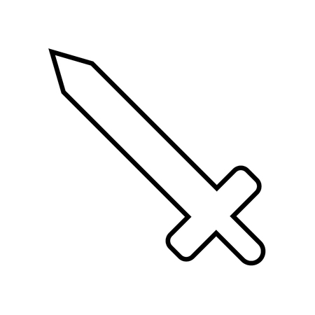 Icon Outline Sword isolated on white background. Weapon Icon. Vector illustration for design, game, card, web.のイラスト素材