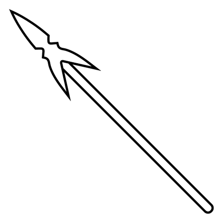 Icon outline silhouette of a spear isolated on white background. Weapon icon. Vector illustration for your design, game, card, web.のイラスト素材