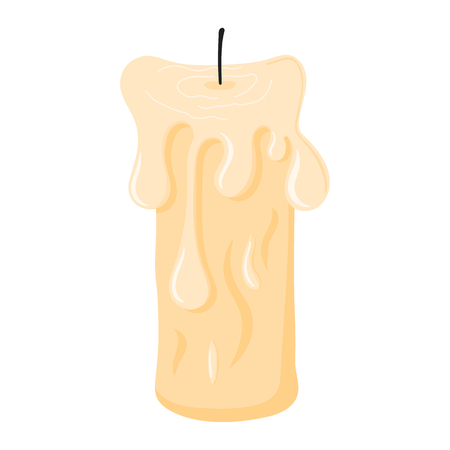 Candle from Paraffin Wax for Your Design, Game, Card. Vector Illustration isolated on white background. Cartoon Style. Holiday Elements.のイラスト素材
