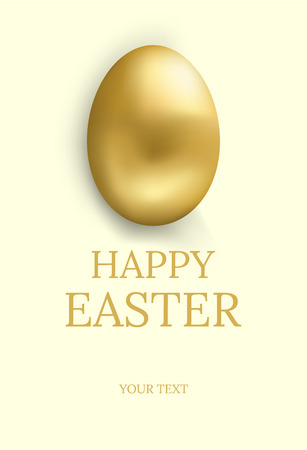 Easter card. Happy easter greetings card with golden egg and space for text. Vector illustration.のイラスト素材