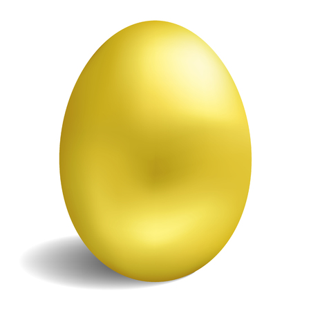 Realistic golden egg isolated on white background. Easter egg for greeting card. Vector illustration.のイラスト素材