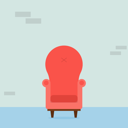 Interior of the living room. Vintage cozy red armchair in room. Interior elements. Vector illustration.のイラスト素材