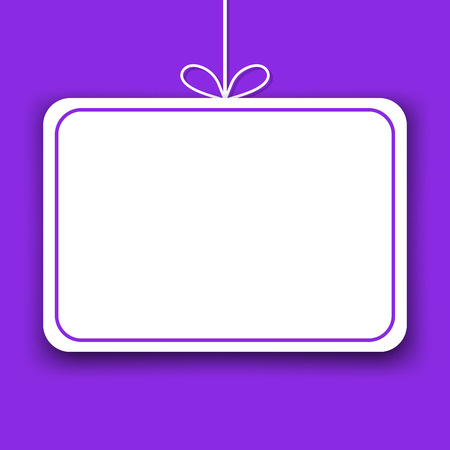 Mockup. Rectangle paper template with space for text isolated on proton purple background. Vector illustration for your design.のイラスト素材