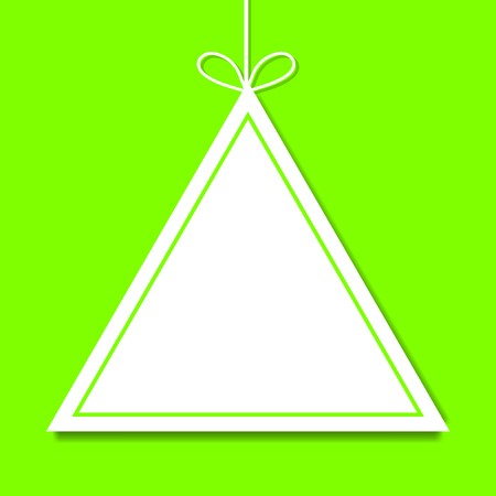 Mockup. Triangle paper template with space for text isolated on UFO green background. Vector illustration for your design.のイラスト素材
