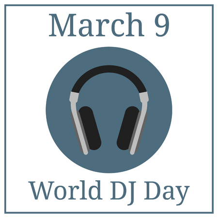 World DJ Day. March 9. March Holiday Calendar. Headphone icon. Vector illustration for your design.のイラスト素材