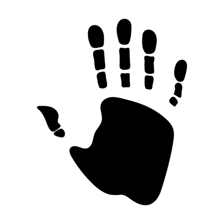 Vector Black Handprint isolated on white background. Education, school, symbol, identifty. Vector illustration for your design.のイラスト素材