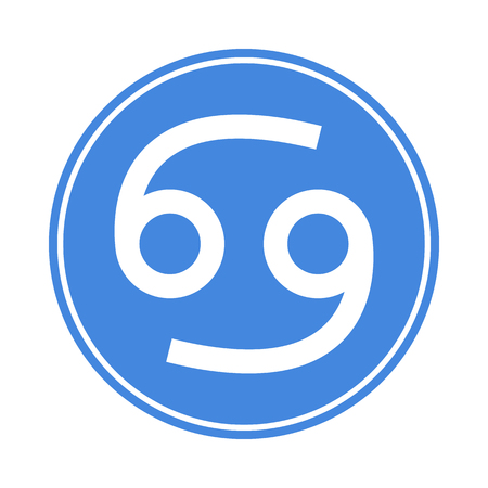 Cancer Icon. Vector Astrological, Horoscope Sign. Zodiac Symbol. Water Element. Sticker. Vector illustration isolated on white background.のイラスト素材