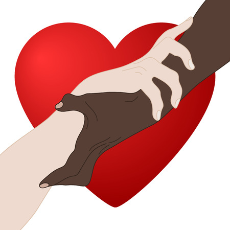 Charity Concept. Giving Love. Holding Hands Showing Unity. Multinational equality. Team, partner, alliance concept. Relationship icon. Vector illustration for your designのイラスト素材