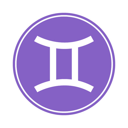 Gemini Icon. Vector Astrological, Horoscope Sign. Zodiac Symbol. Air Element. Sticker. Vector illustration isolated on white background.のイラスト素材