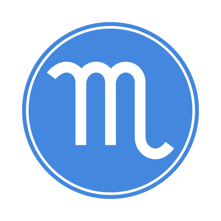 Scorpio Icon. Vector Astrological, Horoscope Sign. Zodiac Symbol. Water Element. Sticker. Vector illustration isolated on white background.のイラスト素材