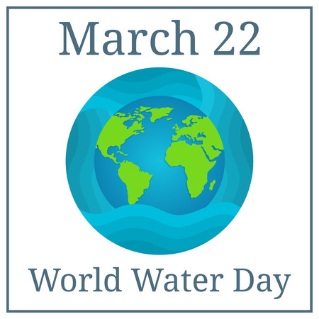 World Water Day. March 22. March Holiday Calendar. Earth Globe isolated on white Background. World Map. Earth Icon. Vector illustration for Your Designのイラスト素材