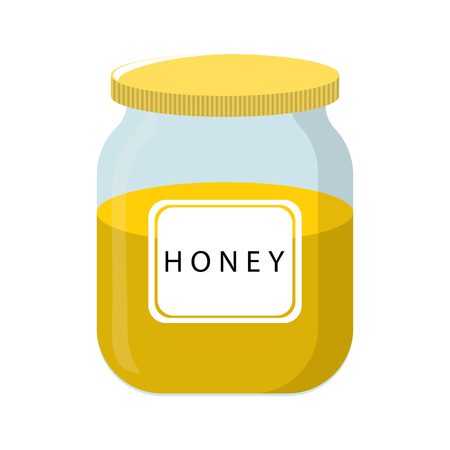 Vector Honey Bank isolated on white backgroud. Natural Healthy Food Production Honey. Vector illustration for Your Designのイラスト素材