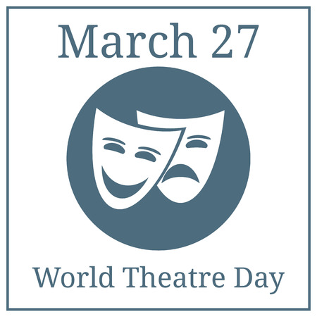 World Theatre Day. March 23. March Holiday Calendar. Theater Masks. Theater logo, icon. Vector illustration for Your Design.のイラスト素材