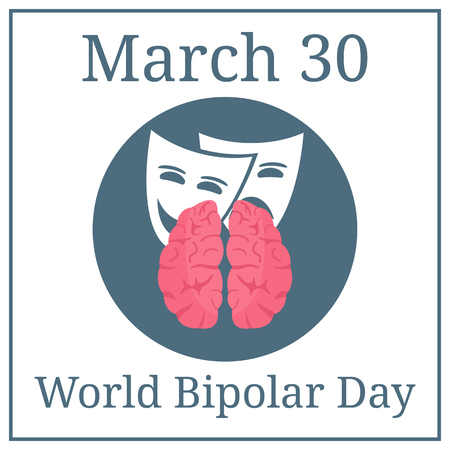 World Bipolar Day. March 30. March Holiday Calendar. Brain and Expressions. Vector illustration for Your Designのイラスト素材