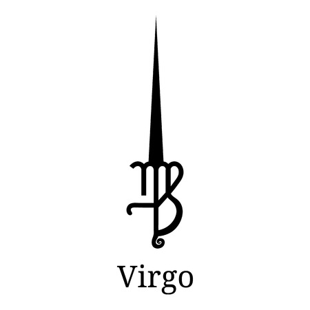 Virgo Sword Icon. Silhouette of Zodiacal Weapon. One of 12 Zodiac Weapons. Vector Astrological, Horoscope Sign. Zodiac Symbol. Vector illustration isolated on white backgroundのイラスト素材