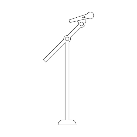 Outline Stage Microphone and Stand isolated on white background. Vector illustration for Your Design.のイラスト素材